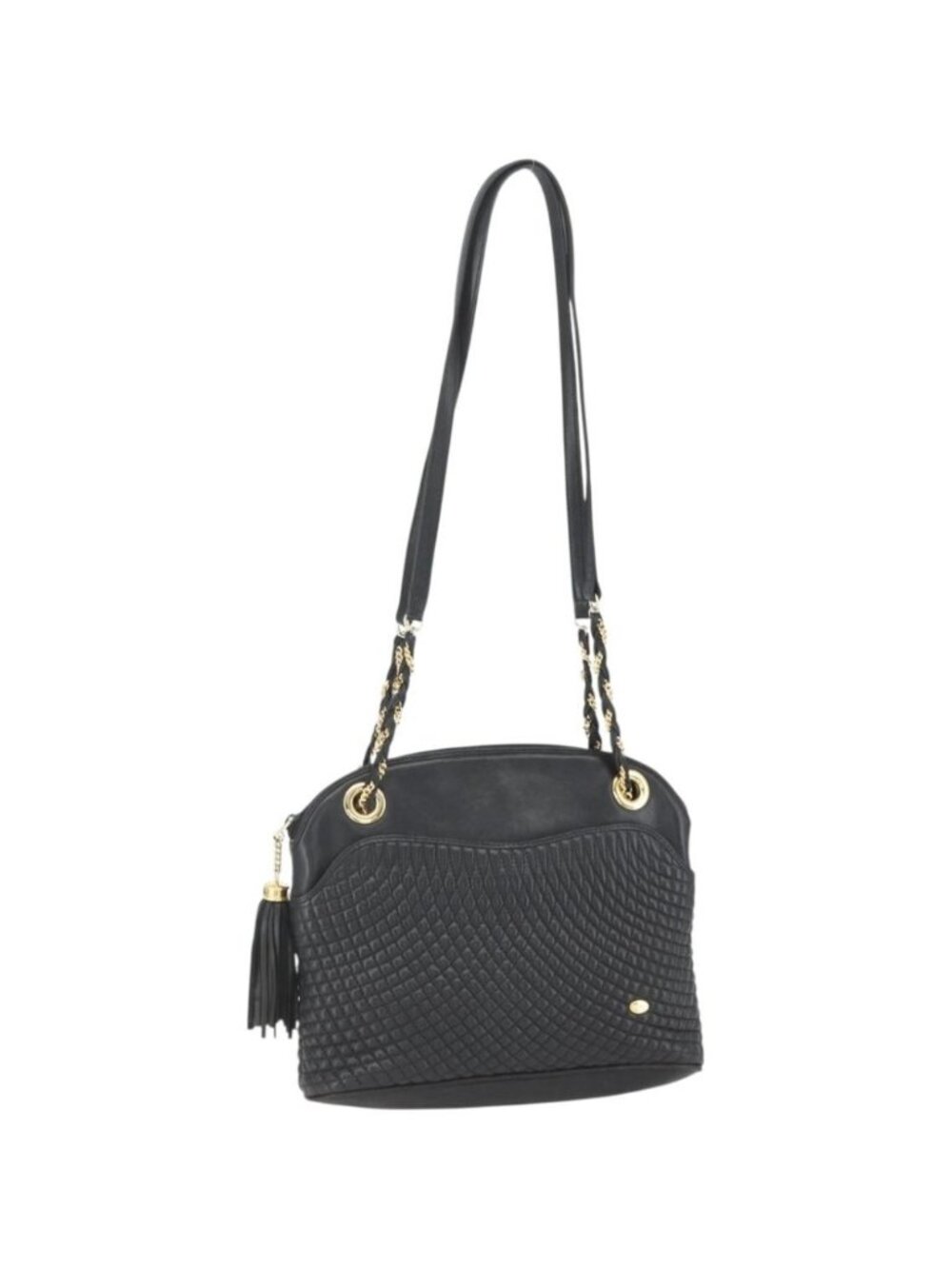 BALLY Chain Shoulder Bag Leather Black Gold